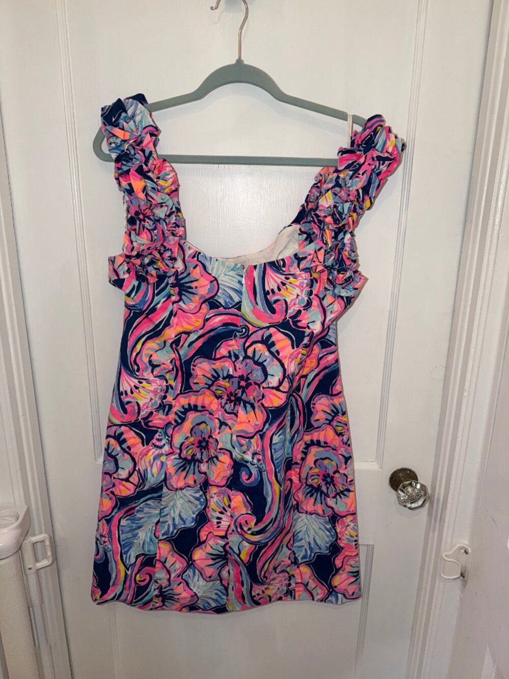 Lilly Pulitzer Devina Stretch Dress, Nauti Navy Boho Bateau Print, Size 14 - Picture 3 of 3